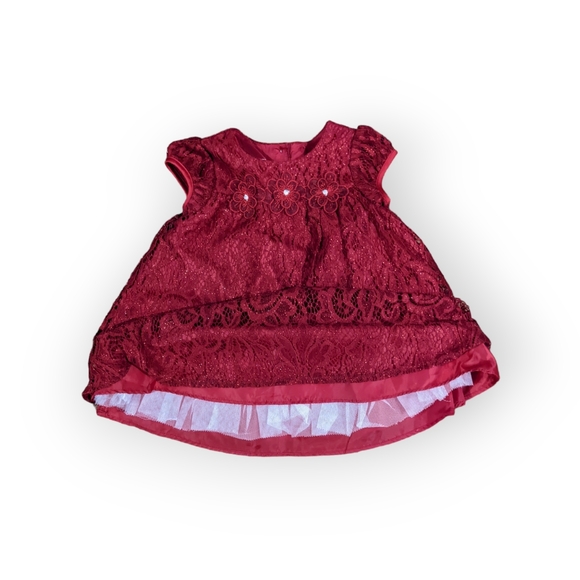 12 Months Pastourelle Baby Girl Red Christmas, Holiday Dress - Picture 3 of 7